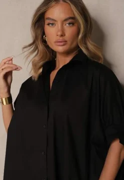 Czarna Koszula z Bawełny Oversize Zienessa