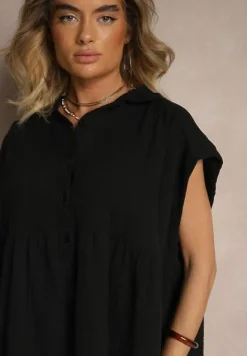 Czarna Koszula z Falbanką Novialene