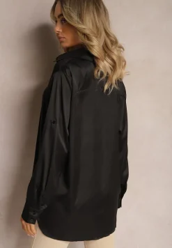 Czarna Koszula z Rękawami z Możliwością Podwinięcia Zapinana na Guziki Tesafira