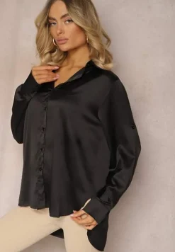 Czarna Koszula z Rękawami z Możliwością Podwinięcia Zapinana na Guziki Tesafira