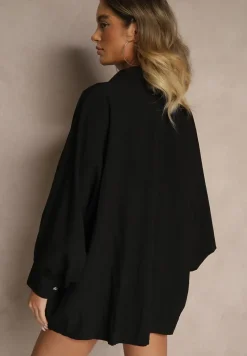 Czarna Koszula z Wiskozą w Stylu Nietoperza Sonarielia