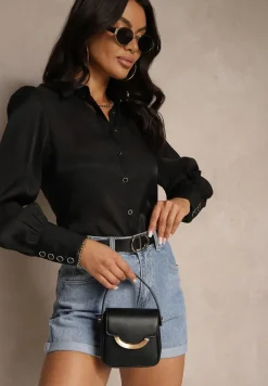 Czarna Koszula z Wiskozą w Klasycznym Stylu Linadria