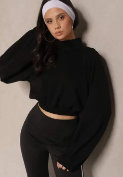 Czarna Krótka Bluza ze Stójką Benola