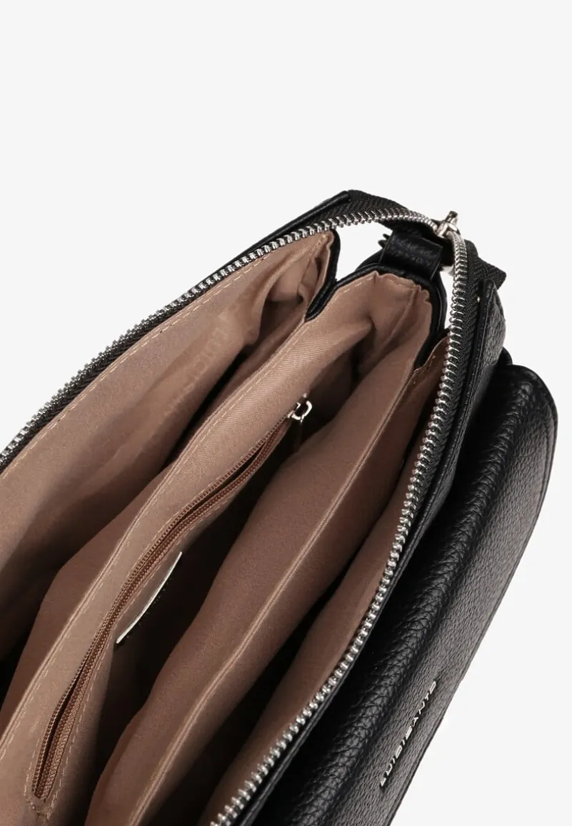 Czarna Torebka Typu Listonoszka w Klasycznym Stylu Izamara