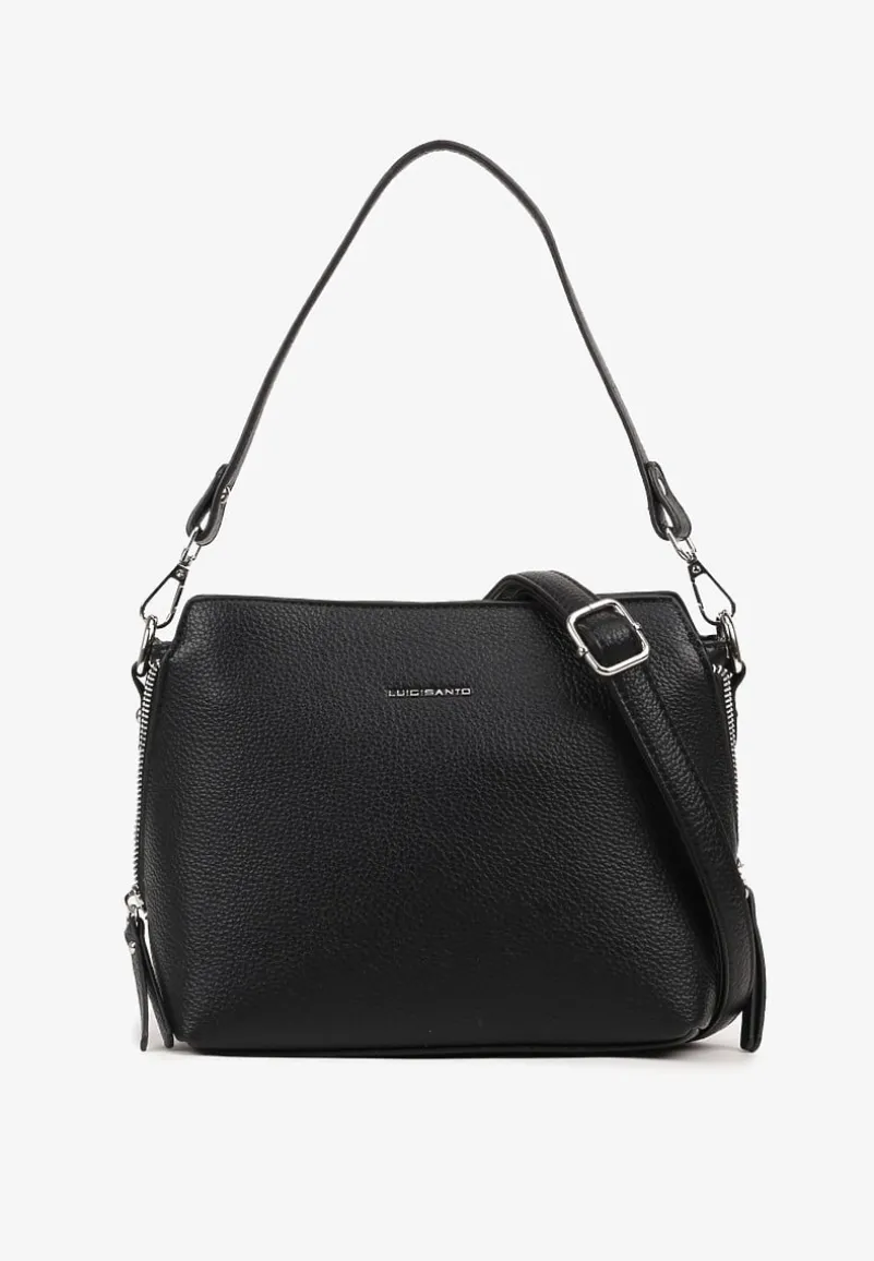 Czarna Torebka Typu Listonoszka Ozdobiona Napisem Sadelli