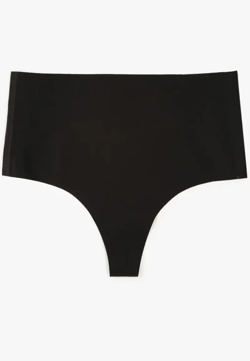 Czarne Bezszwowe Majtki High Waist Kolunea