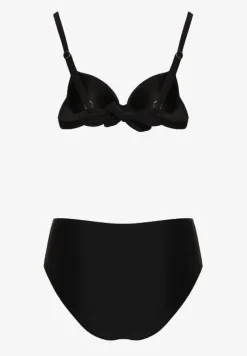 Czarne Bikini Majtki Figi i Biustonosz z Cyrkoniami Tenumela