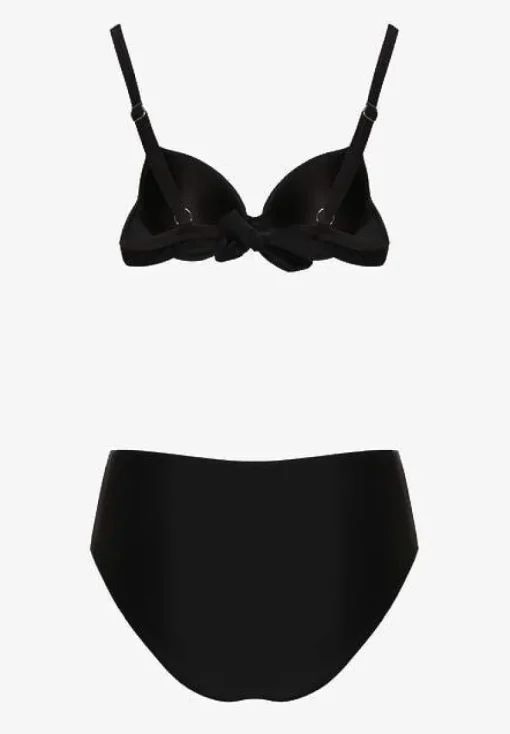 Czarne Bikini Majtki Figi i Biustonosz z Cyrkoniami Tenumela