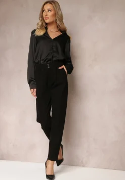 Czarne Jeansy High Waist o Fasonie Mom Fit Petitlla