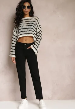 Czarne Jeansy Mom Fit High Waist Kasena