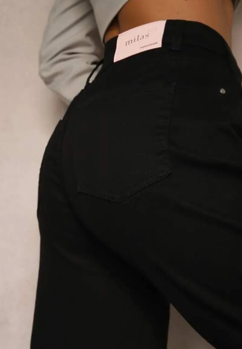 Czarne Jeansy Mom Fit High Waist Ivelapis