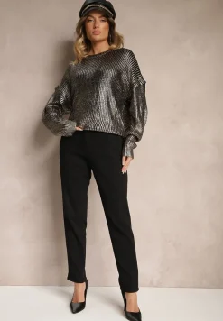 Czarne Jeansy Mom Fit z Bawełną High Waist Wessemi