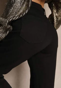 Czarne Jeansy Mom Fit z Bawełną High Waist Wessemi