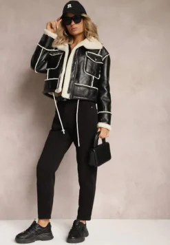 Czarne Jeansy Mom Fit z Wysokim Stanem i Gumką w Pasie Yvona