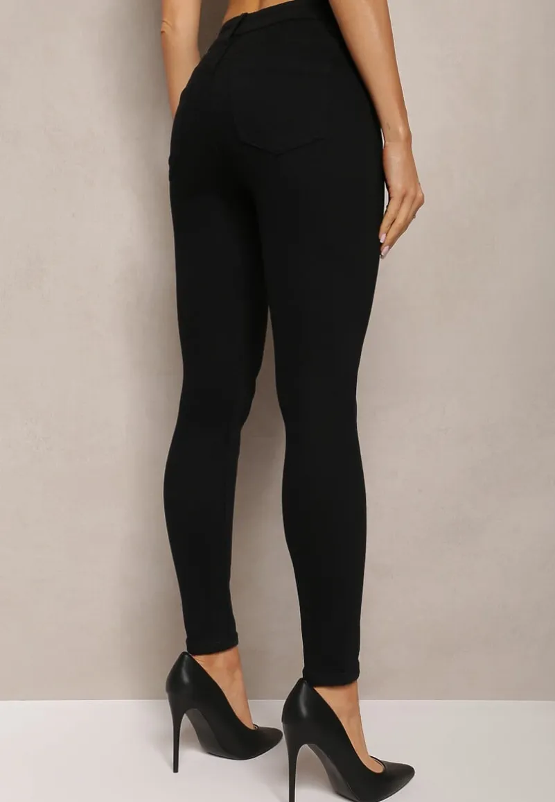 Czarne Jeansy o Dopasowanym Fasonie Skinny Vlegge