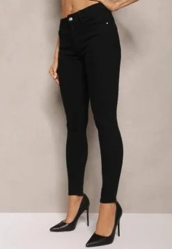 Czarne Jeansy o Dopasowanym Fasonie Skinny Vlegge