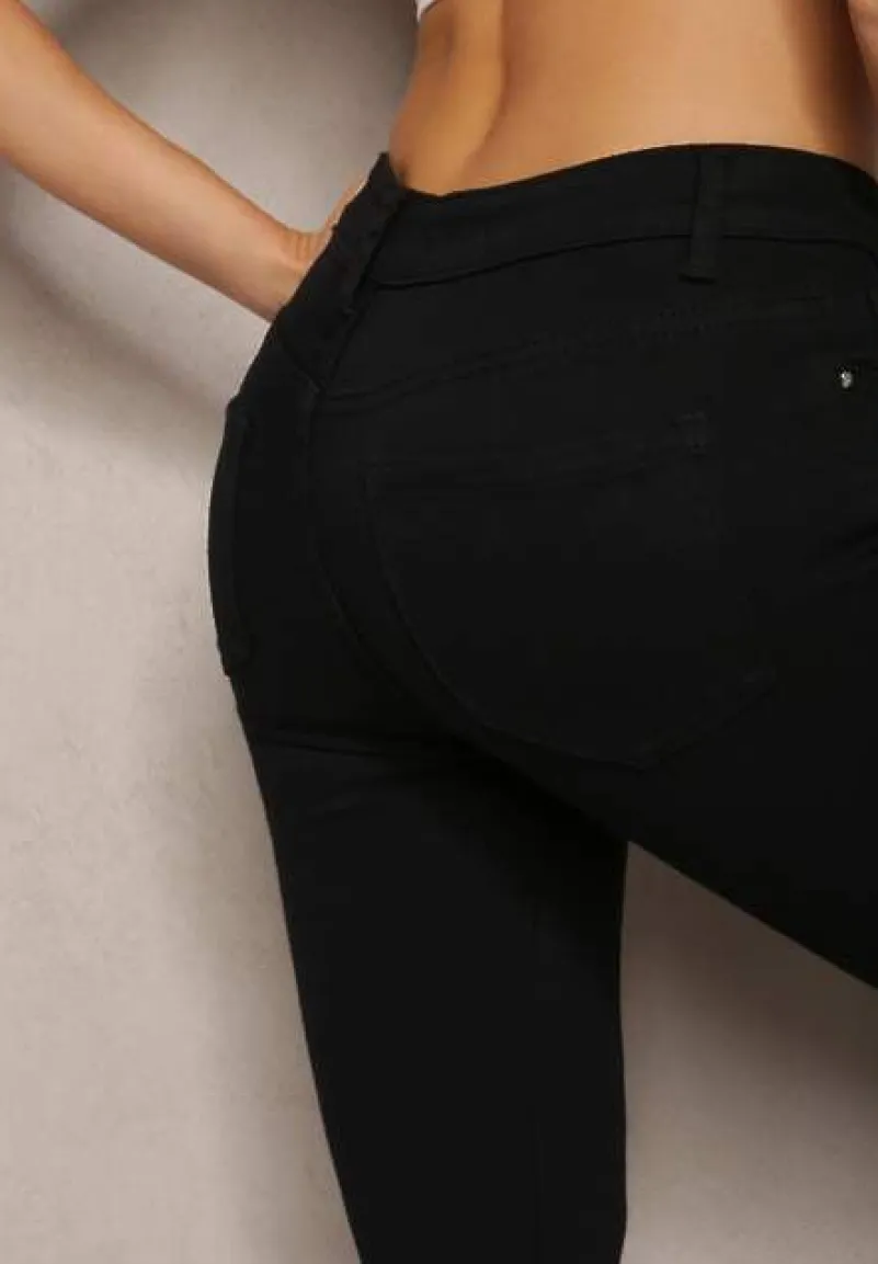 Czarne Jeansy o Dopasowanym Fasonie Skinny Vlegge