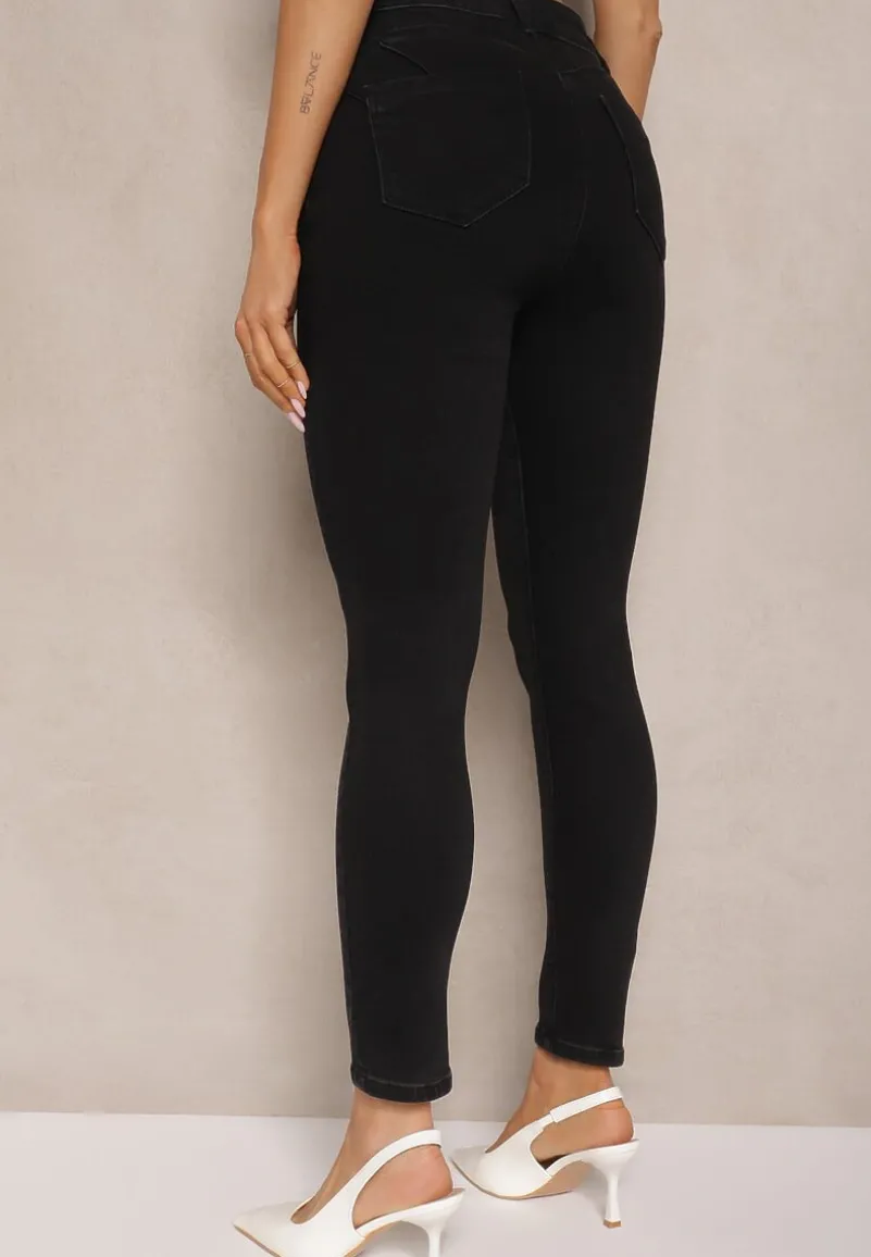 Czarne Jeansy o Fasonie Skinny Push Up Vosea