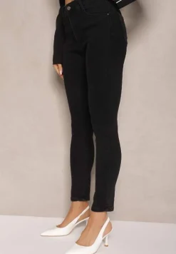 Czarne Jeansy o Fasonie Skinny Push Up Vosea