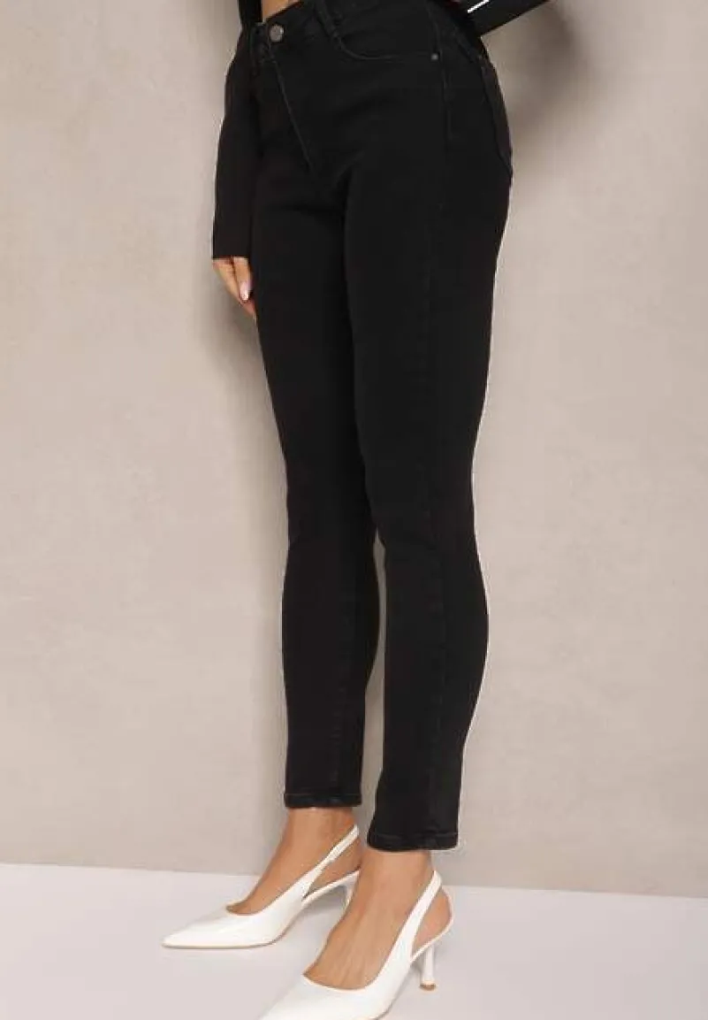 Czarne Jeansy o Fasonie Skinny Push Up Vosea