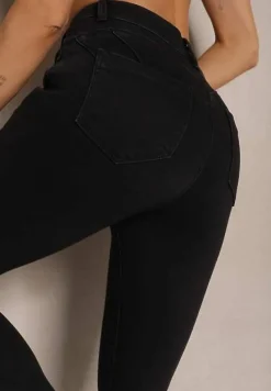 Czarne Jeansy o Fasonie Skinny Push Up Vosea