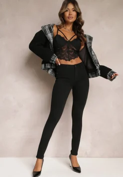 Czarne Jeansy o Fasonie Skinny Trikese