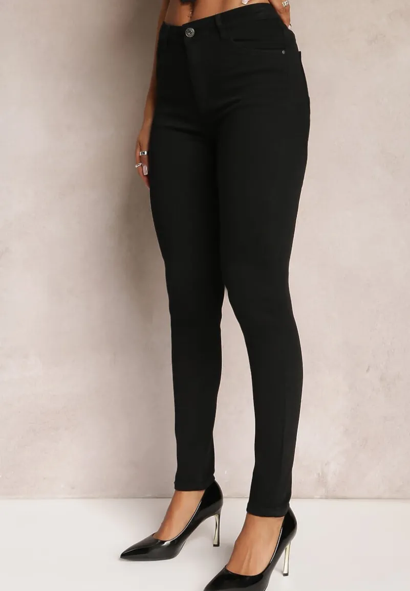 Czarne Jeansy o Fasonie Skinny Trikese