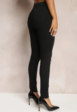 Czarne Jeansy o Fasonie Skinny Trikese