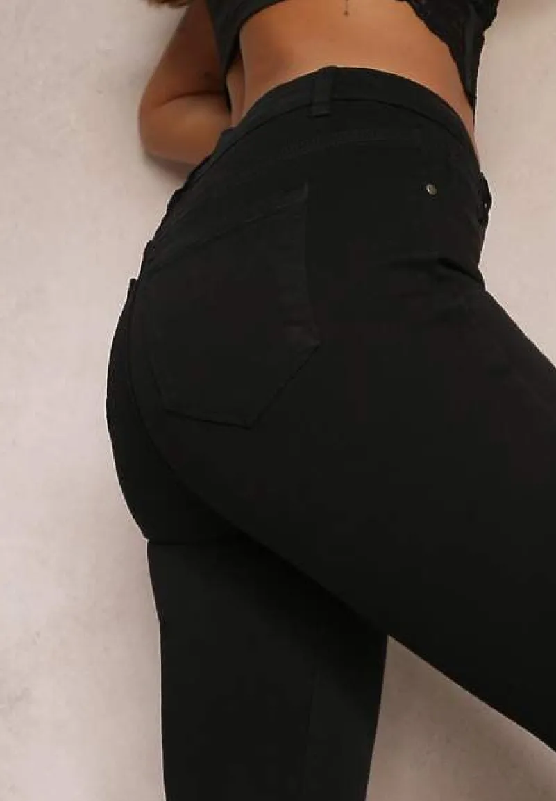 Czarne Jeansy o Fasonie Skinny Trikese