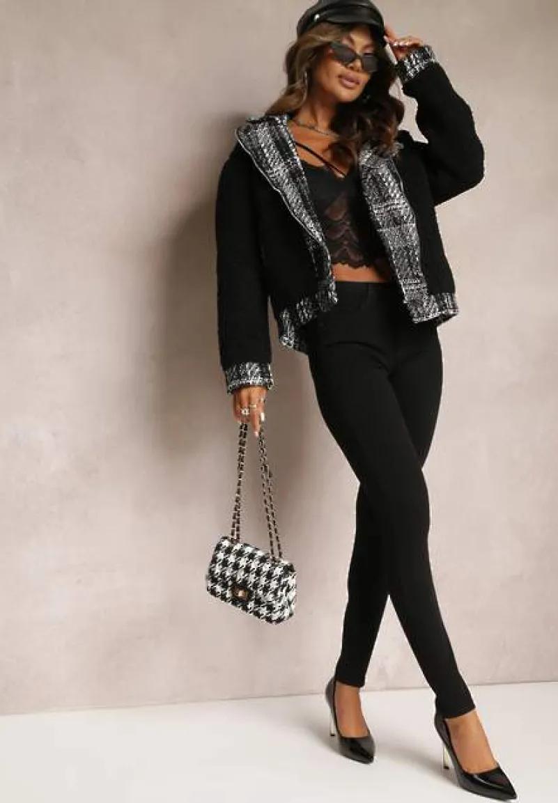 Czarne Jeansy o Fasonie Skinny Trikese