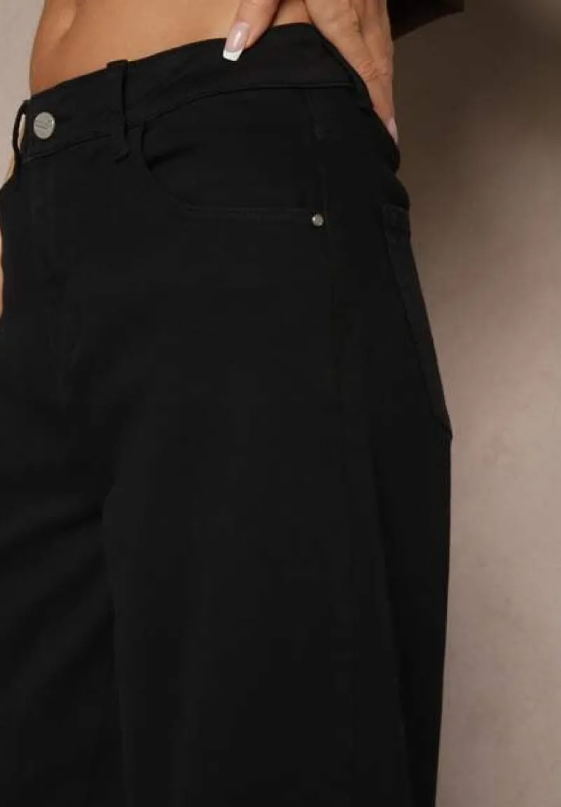 Czarne Jeansy o Kroju Balloon High Waist Zalirune