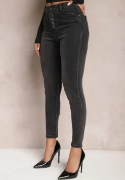 Czarne Jeansy Skinny High Waist Tatana