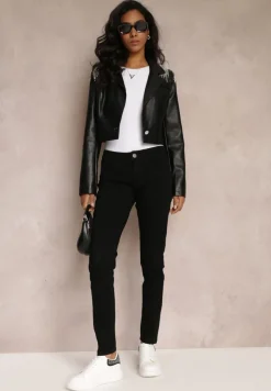 Czarne Jeansy Skinny Regular Waist Adja