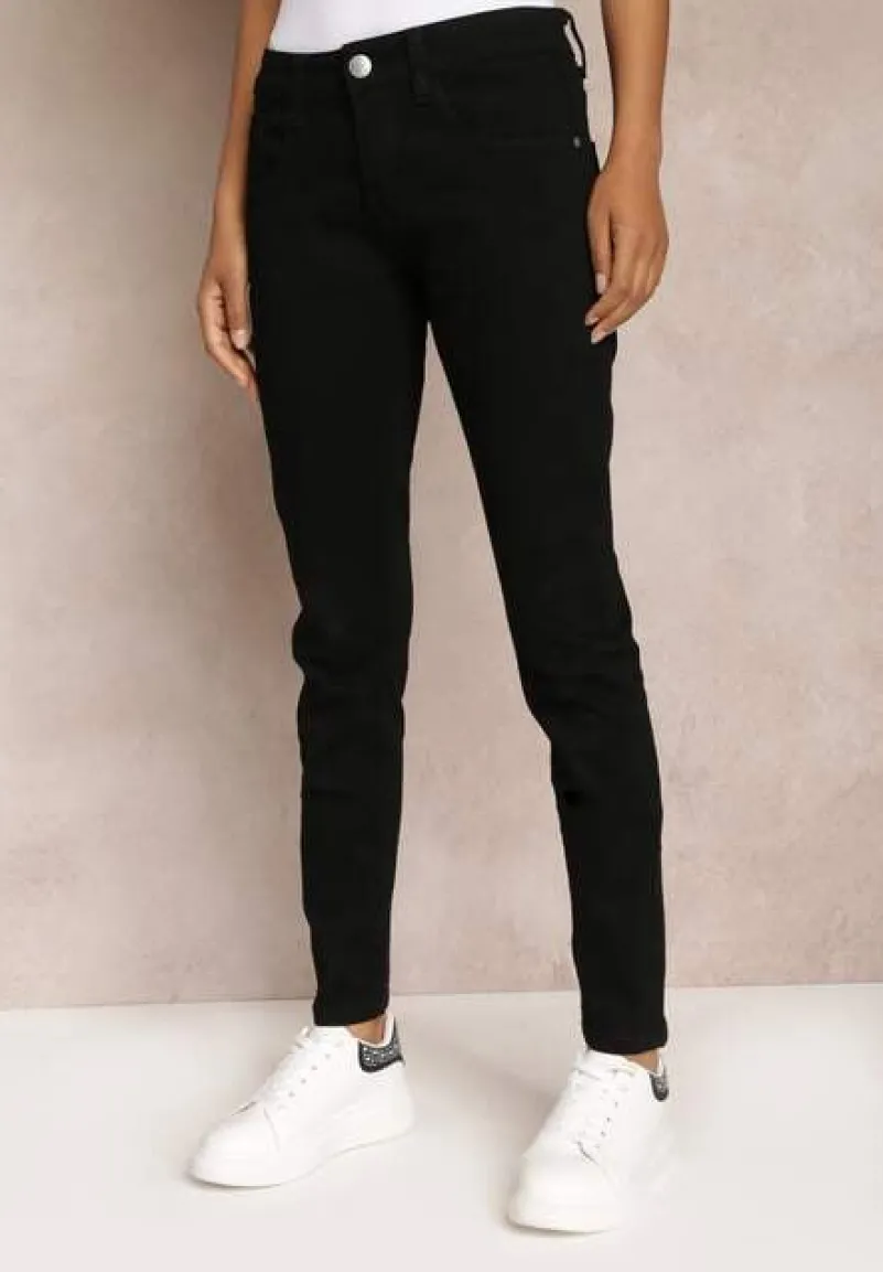 Czarne Jeansy Skinny Regular Waist Adja