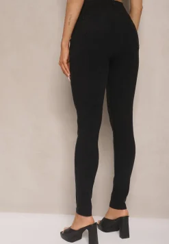 Czarne Jeansy Skinny z Bawełny High Waist Calliren