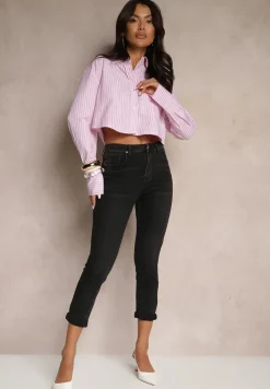 Czarne Jeansy Slim Regular Waist Ravionne