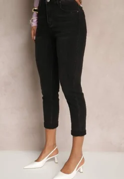Czarne Jeansy Slim Regular Waist Ravionne