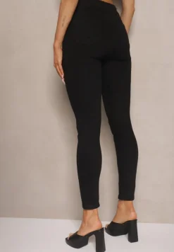 Czarne Jeansy Slim z Bawełną i Wiskozą High Waist Calliran
