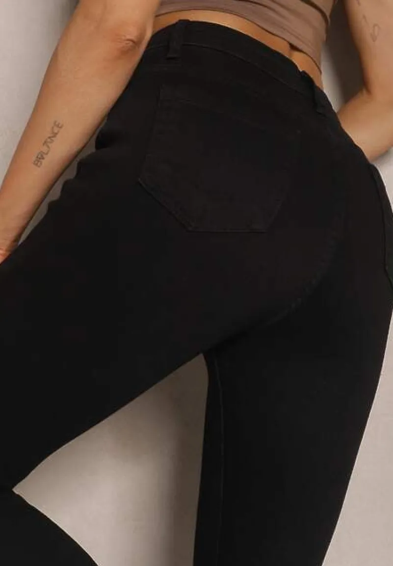 Czarne Jeansy Slim z Bawełną i Wiskozą High Waist Calliran