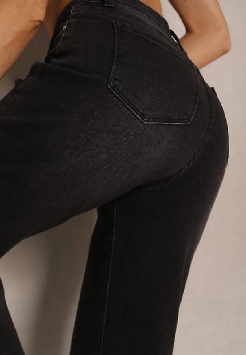 Czarne Jeansy z Bawełną o Szerokim Kroju Terlio