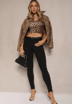 Czarne Jeansy z Bawełną Skinny High Waist Push Up Totanna