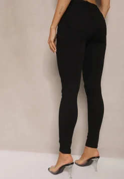 Czarne Jeansy z Bawełną Skinny High Waist Push Up Totanna
