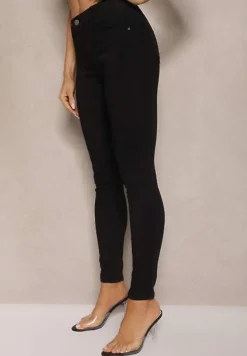 Czarne Jeansy z Bawełną Skinny High Waist Push Up Totanna