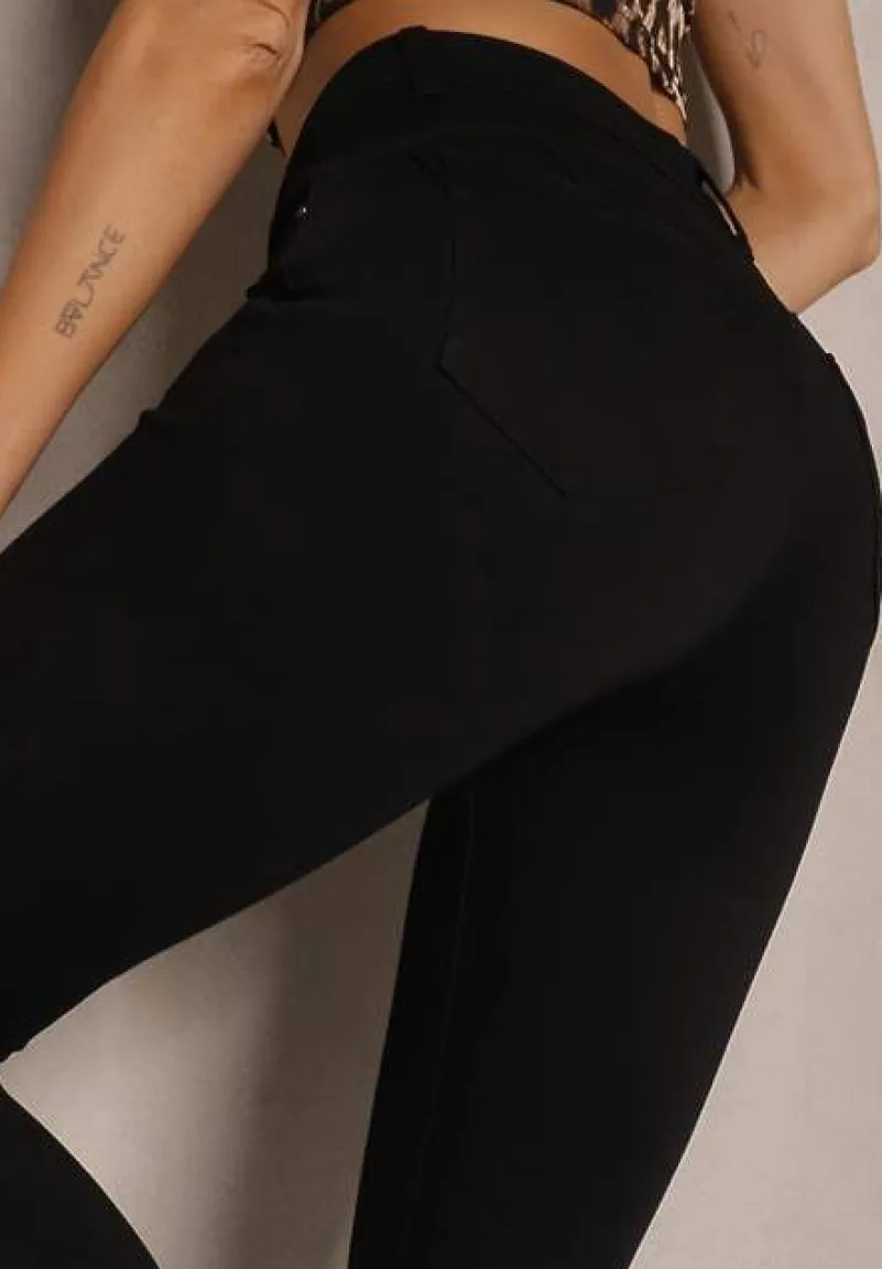 Czarne Jeansy z Bawełną Skinny High Waist Push Up Totanna