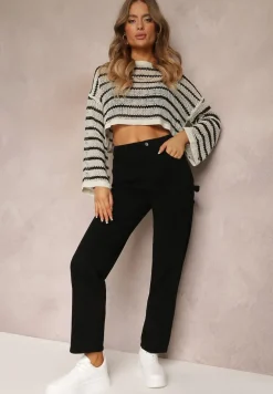 Czarne Jeansy z Wysokim Stanem i Szeroką Nogawką Naeemah