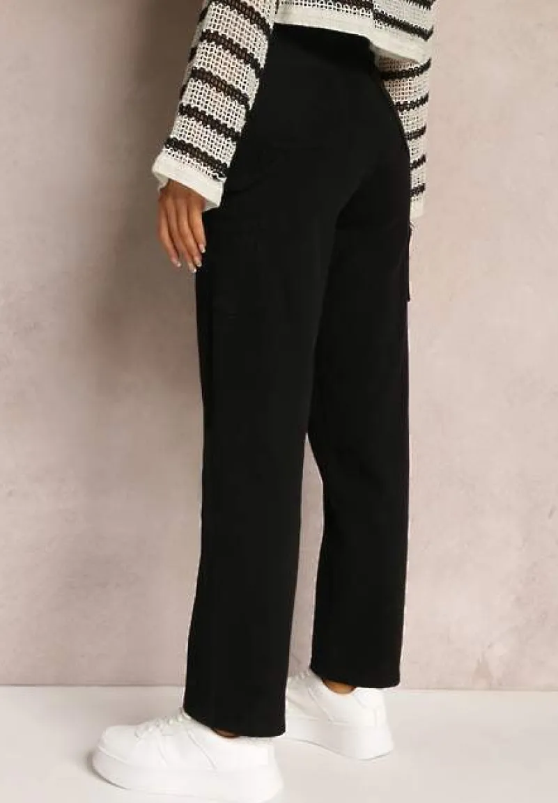 Czarne Jeansy z Wysokim Stanem i Szeroką Nogawką Naeemah