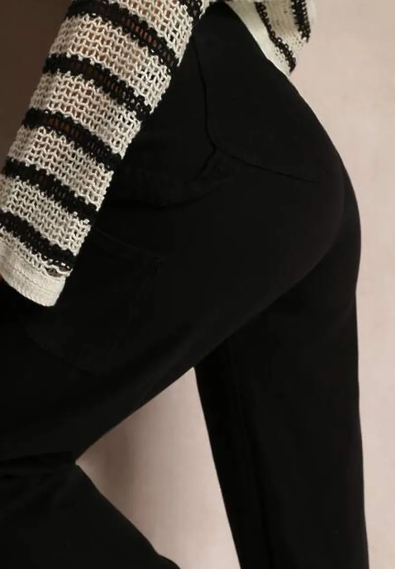 Czarne Jeansy z Wysokim Stanem i Szeroką Nogawką Naeemah