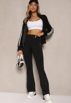 Czarne Legginsy Dzwony High Waist Korivienne