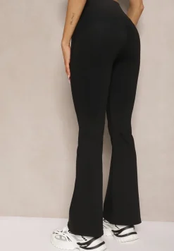Czarne Legginsy Dzwony High Waist Korivienne
