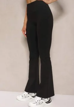 Czarne Legginsy Dzwony High Waist Korivienne